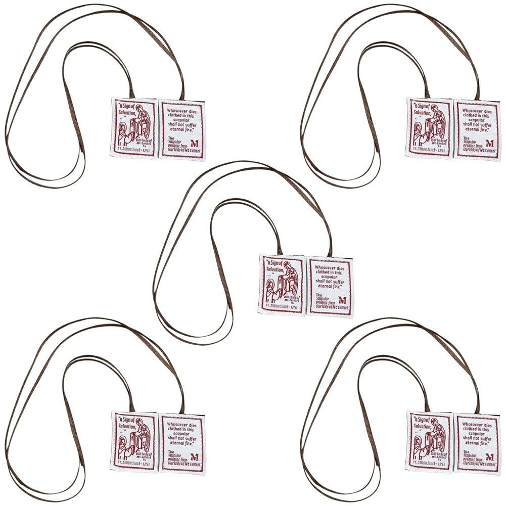 Ppmter 5 Pcs Scapulars Catholic, Escapularios Catolicos Scapular Catholic Gift for First Holy Communion and Confirmation