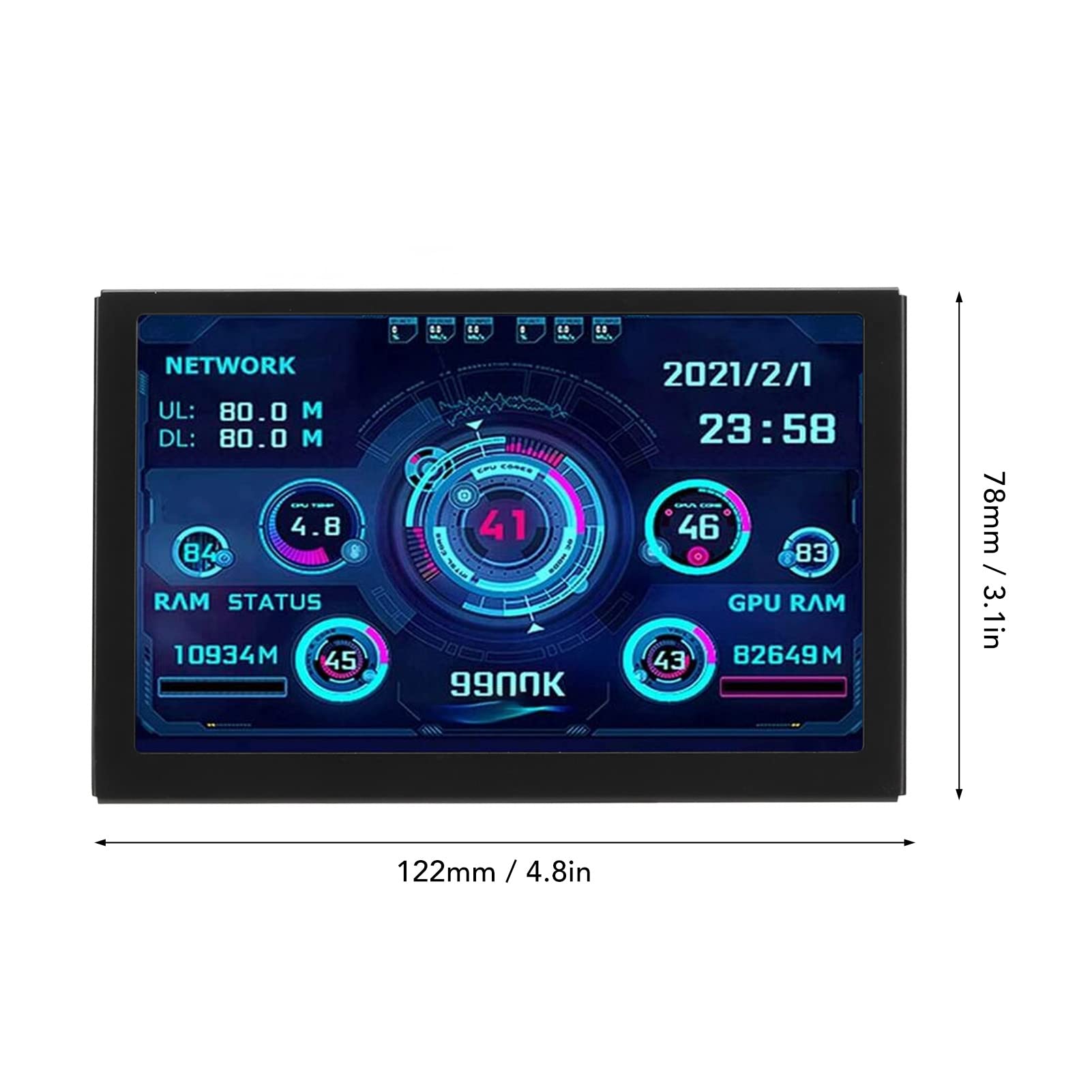 5 Calowy Monitor Temperatury Komputera, Panel IPS Ekran O Rozdzielczości 800 X 480 Monitor Temperatury Komputera, Mini Monitor Komputera USB, Obsługa Wielu Systemów, Edytor Motywów
