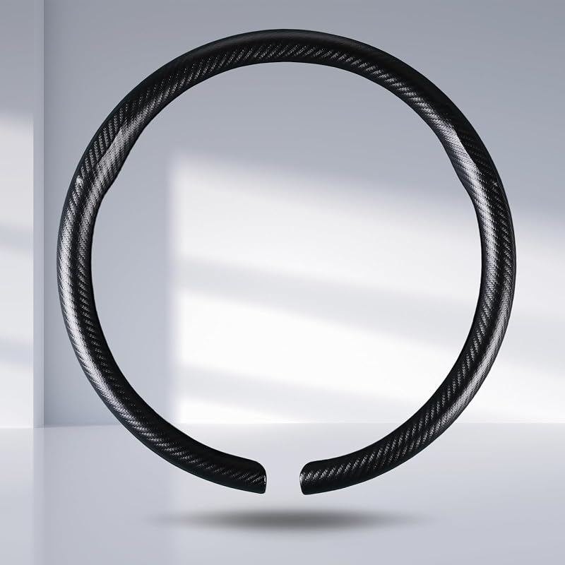 Capa para volante automotivo Aotoyou em fibra de carbono, preta fosca, instalação por encaixe
