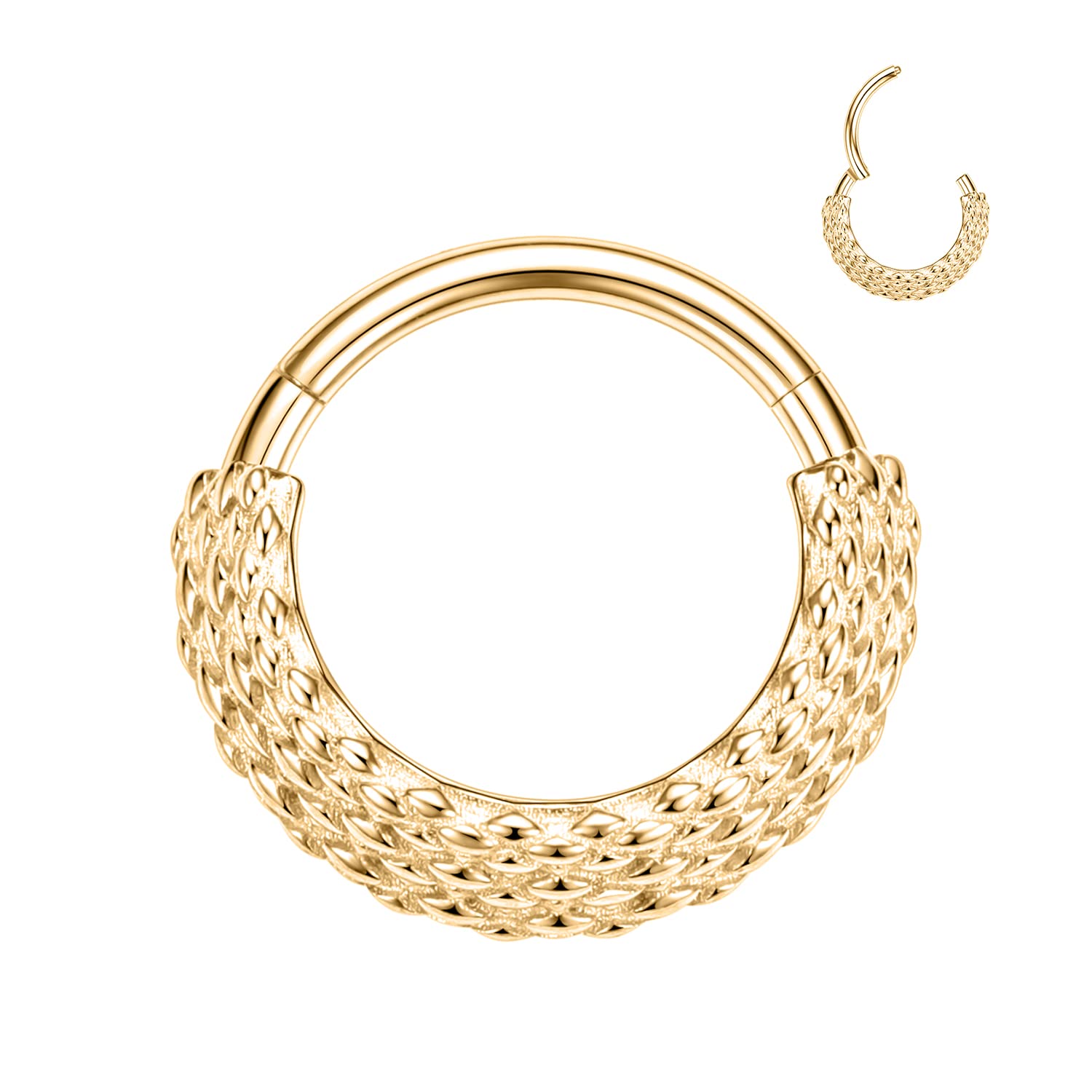 hengkaixuan 16G Septum Nose Rings Hoop Daith Earrings Surgical Steel Septum Clicker Ring Hirned Segment Seamless Clicker Ring Conch Hoop Ring Unisex Earrings Hoop Daith Piercing Jewellery — view 19