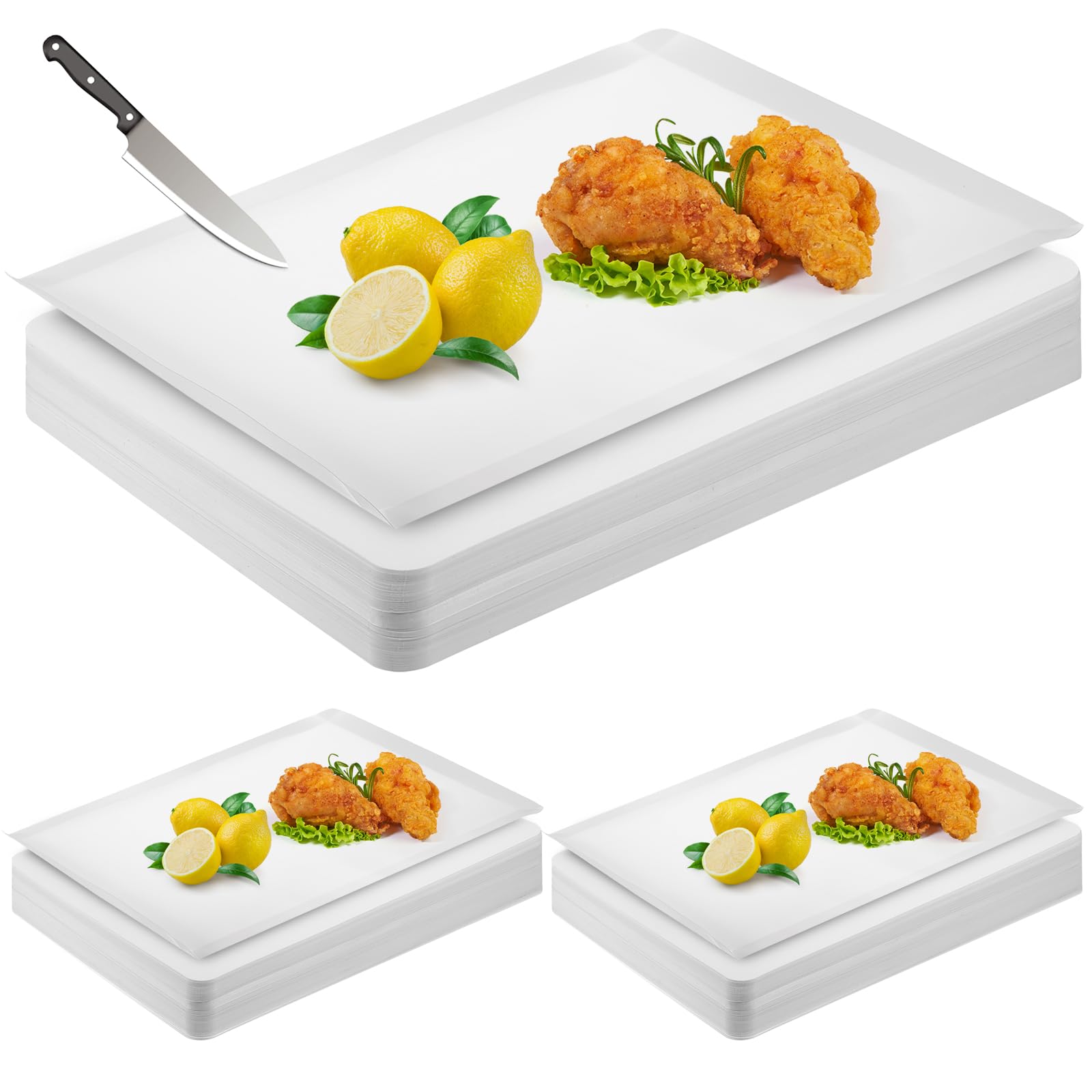 Hushee Einweg-Schneidebretter, 25,4 x 33 cm, flexible Kunststoff-Einwegblätter, Schneidematte, große Schneidebretter für Küche, Kochen, Reisen, Camping, Grillen, Weiß, 100 Stück