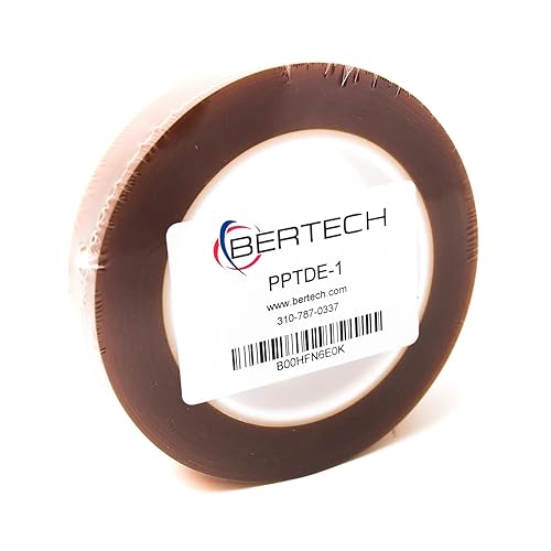 Miniatura 3 de Bertech cinta adhesiva de doble cara de poliamida, 4 mil de grosor con centro de 3 pulgadas, Ambar, 1