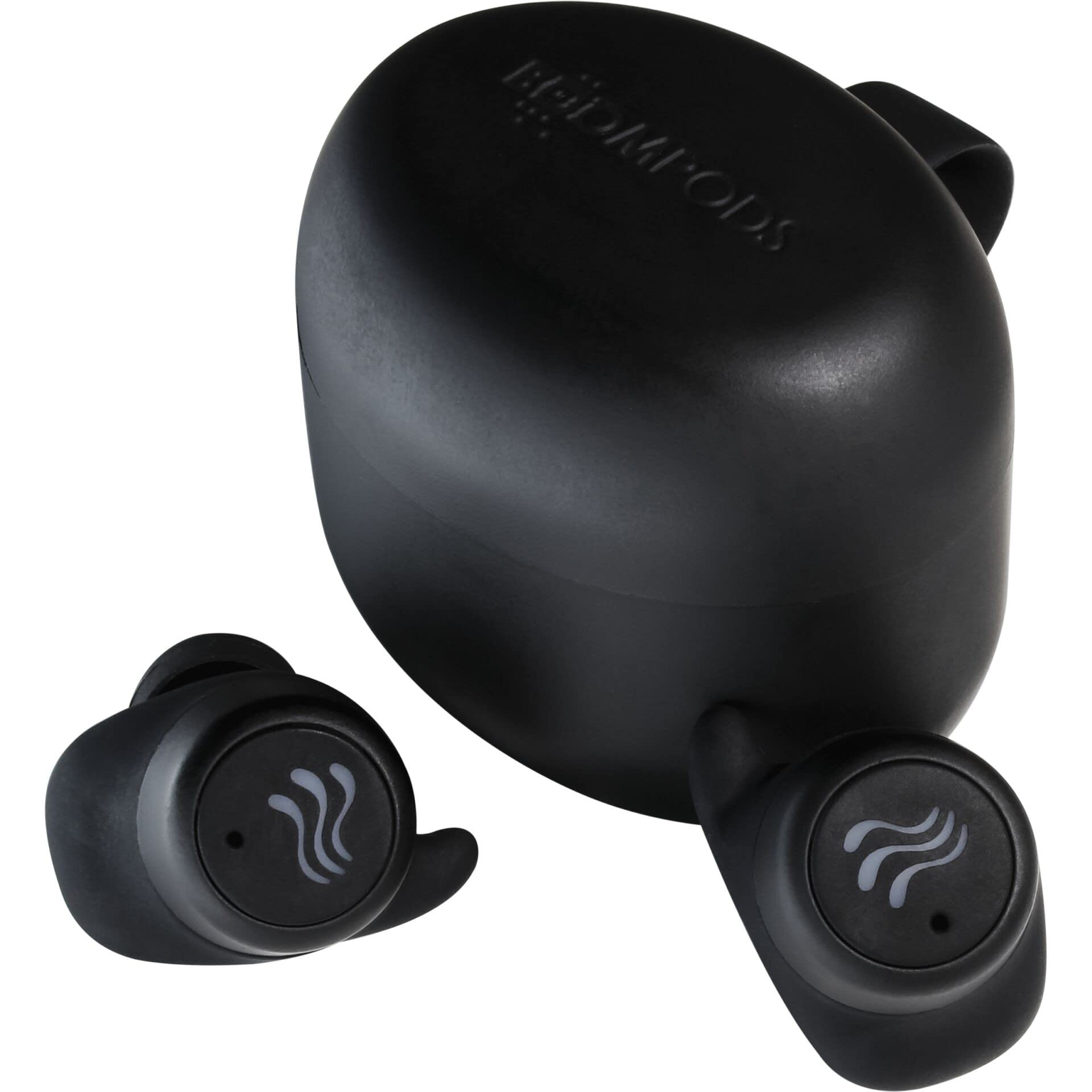 Boompods Soundwave Cuffie Bluetooth - Auricolari Bluetooth Sport con Microfono, 37 Ore di Autonomia e Impermeabili IPX6, Plastica Riciclata, Cuffie Wireless per Corsa, Allenamento e Musica, Nero