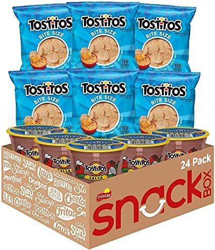 Tostitos Bite Size Rounds & Salsa Dip Cups Variety Pack, Single Serve Portions (24 Pack)