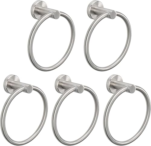 Miniatura 22 de NearMoon - Anillo para toalla de baño, accesorios de hardware para baño - Soporte de toalla de mano de acero inoxidable grueso para baño, colgador
