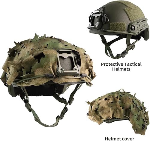 Miniatura 8 de Funda táctica para casco de malla transpirable, camuflaje camuflaje para casco táctico militar, combate, casco rápido
