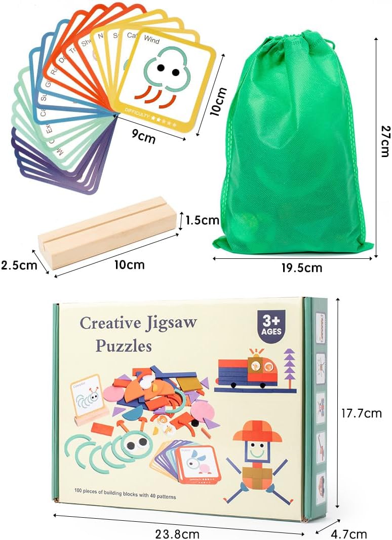 木製パズル マッチングパズル 図形パズル おもちゃ ブロックセット 形作り お題カード 幾何認識 色認識 木のおもちゃ 子供 モンテ