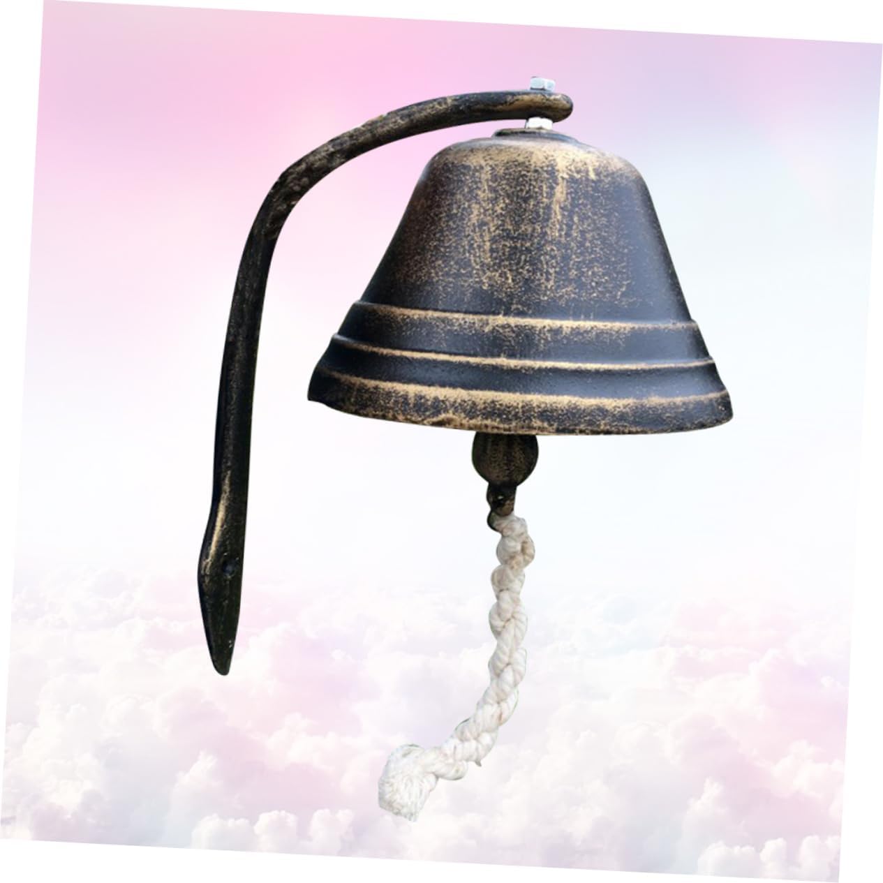 Retro Style Cast Iron Doorbell for Indoor Outdoor Use Small Bronze Door Decoration for Coffee Shops Schools and Homes Loud Sound Easy Hanging Installation