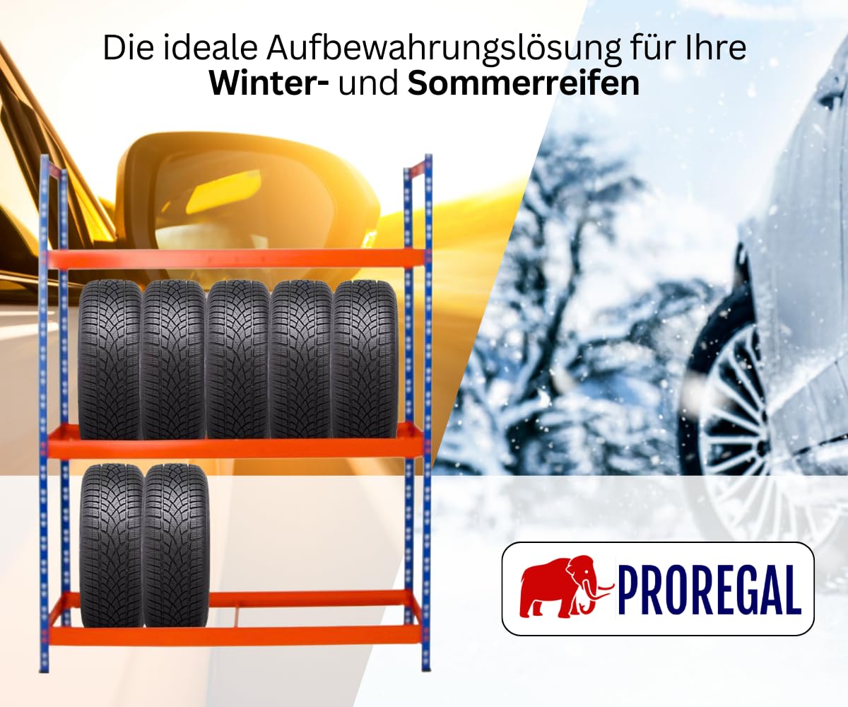 Scaffale Pneumatici Tiger - 180x130x50 Cm, Fino A 12 Pneumatici, Con Ripiano, Per Garage - Foto 6