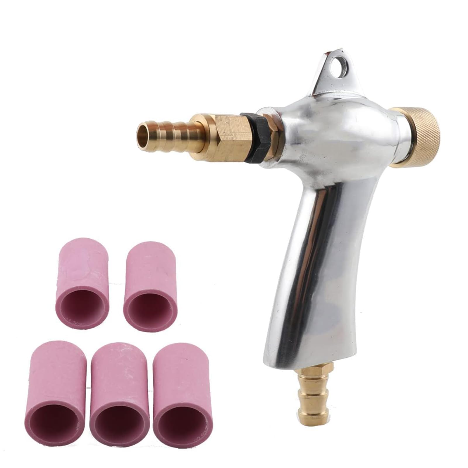 Pistolet Do Piaskowania Zestaw Szafek Do Piaskowania Stop Aluminium Pistolet Do Piaskowania Z 5 Dyszami Ceramicznymi Do Piaskowania Szafka Do Piaskowania Silver,One Size