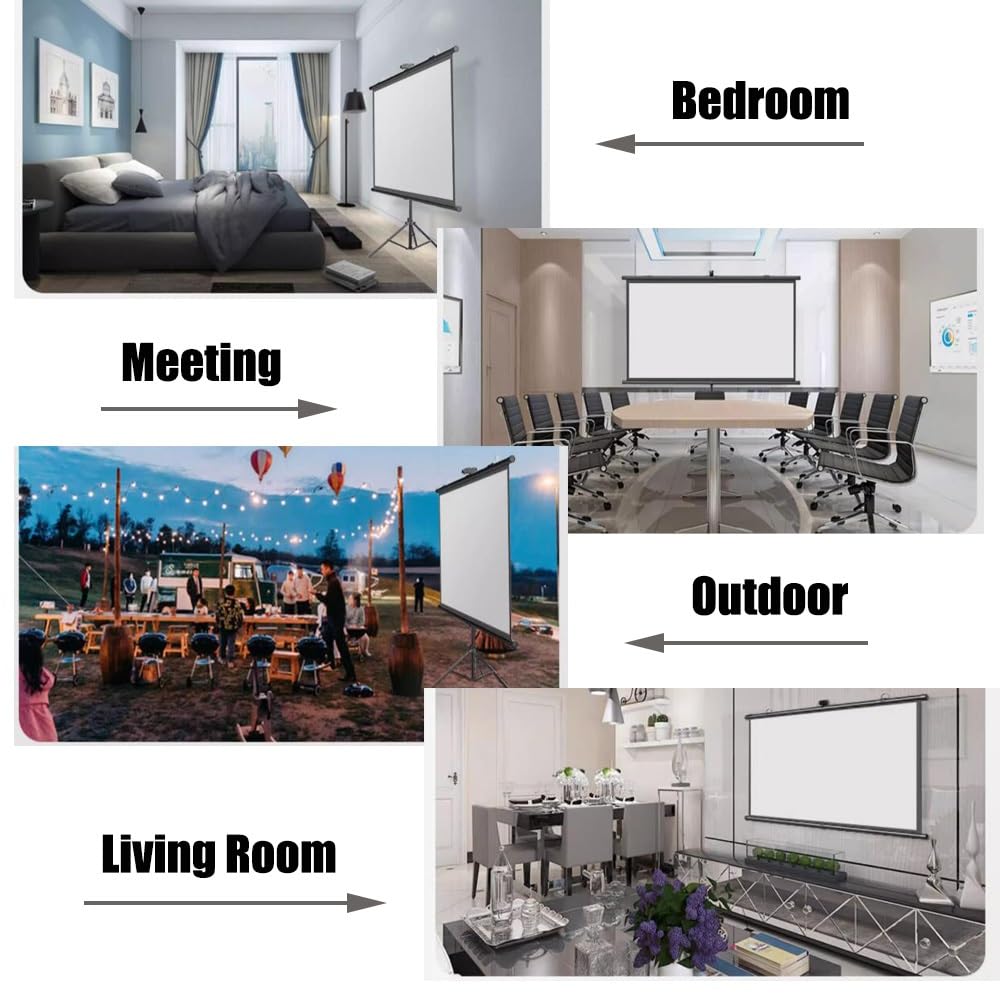 Projectiescherm intrekbaar, 60'' handmatig neerklapbaar projectorscherm 16:9, 4:3, buitenprojectorscherm, 2,5 versterking, 160 graden kijkhoek, voor thuisbioscoop, achtertuinfeest (Size : 60 (16:9