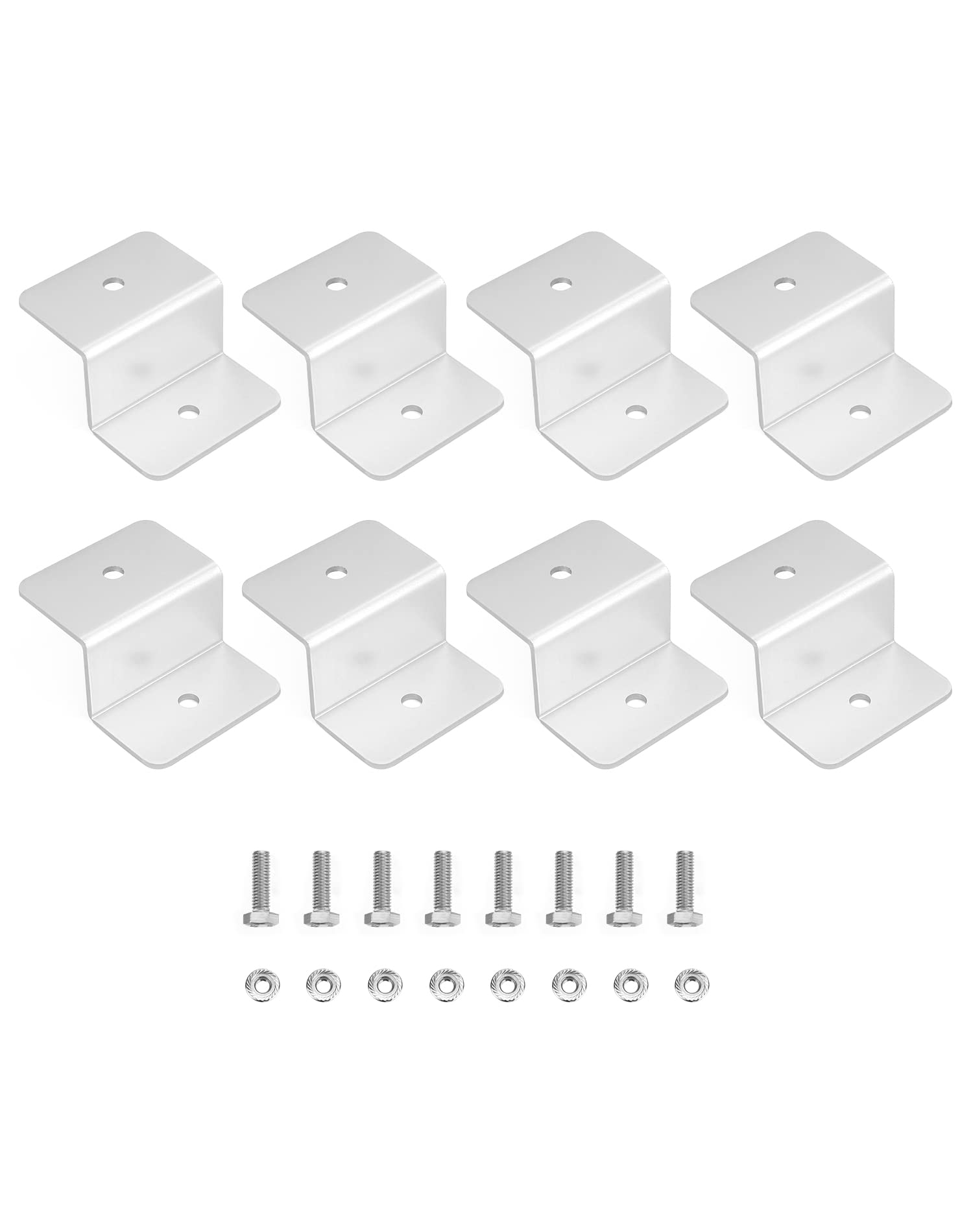 QWORK 8 Pcs Solar Panel mounting Brackets , Solar Panel Z Brackets , with 16 Pcs Screw and Nuts , Perfect for RV Roofs, Boats, Houses