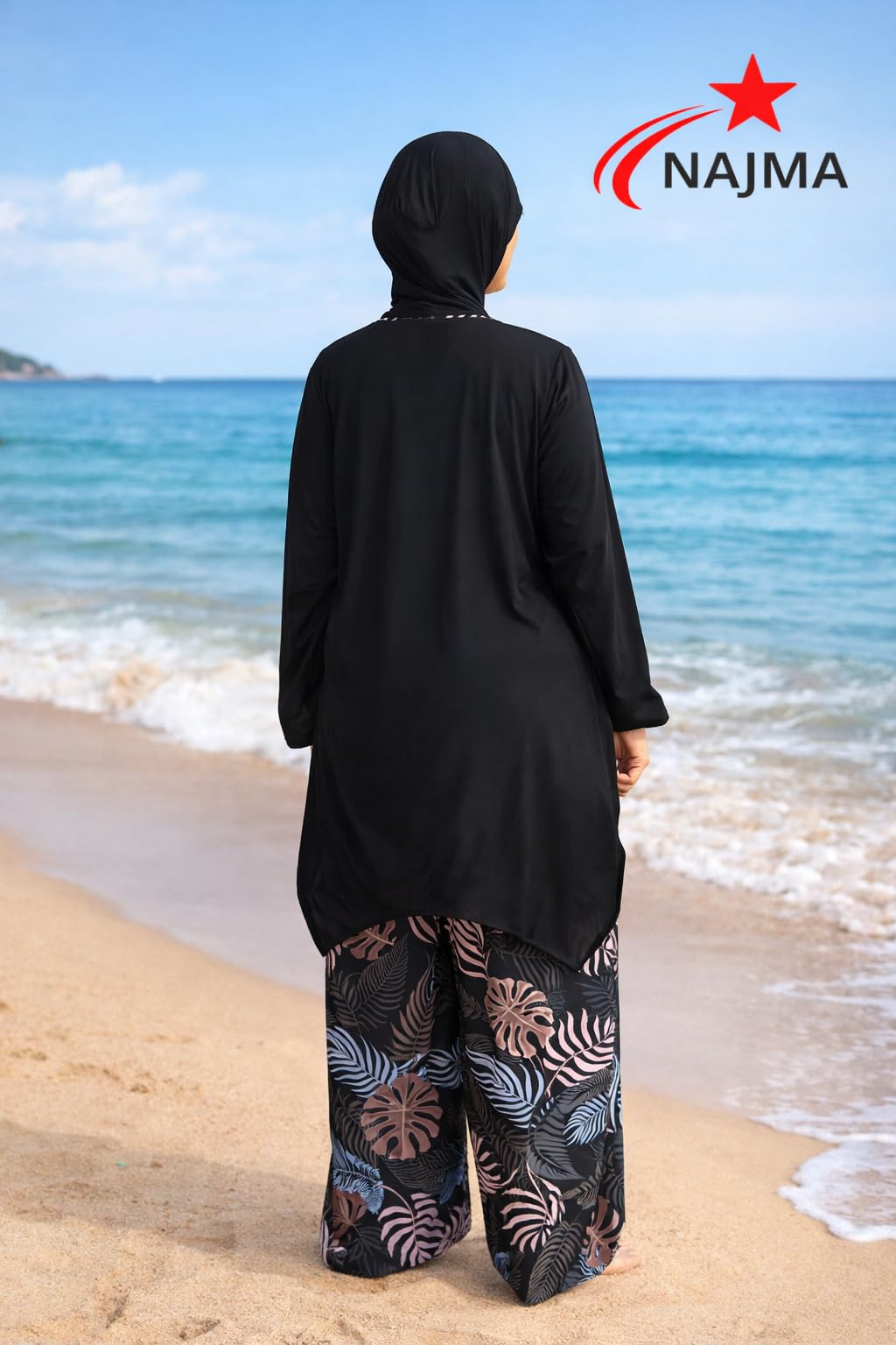 Burkini - Traje de baño modesto de 4 piezas con hijab - traje de baño islámico alto largo largo