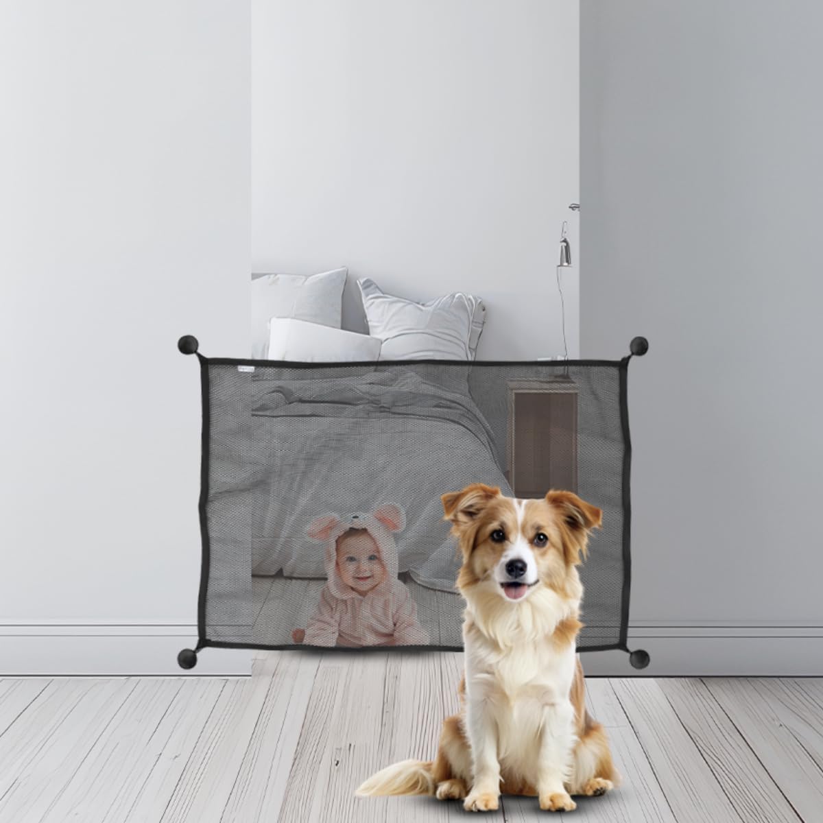 Tela de Proteção Petliz Barreira de Segurança para Portas e Escadas 115x72cm para Bebês Crianças e Animais de Estimação