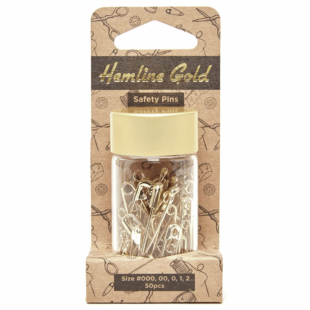 Hemline Gold Safety Pins 50 Pack 6.3X3x3cm