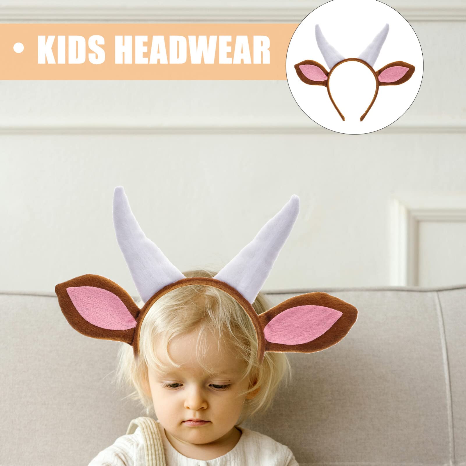 Amosfun Cartoon Headgear for Children Goat Headband Made of Short Plush - Image 4