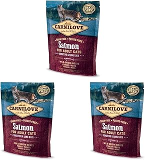 Carnilove Cat Adult Salmon | Pack of 3 | 3 x 400 g | Complete Food for Adult Cats | For Sensitive Digestion | No Cereals & Potatoes product image
