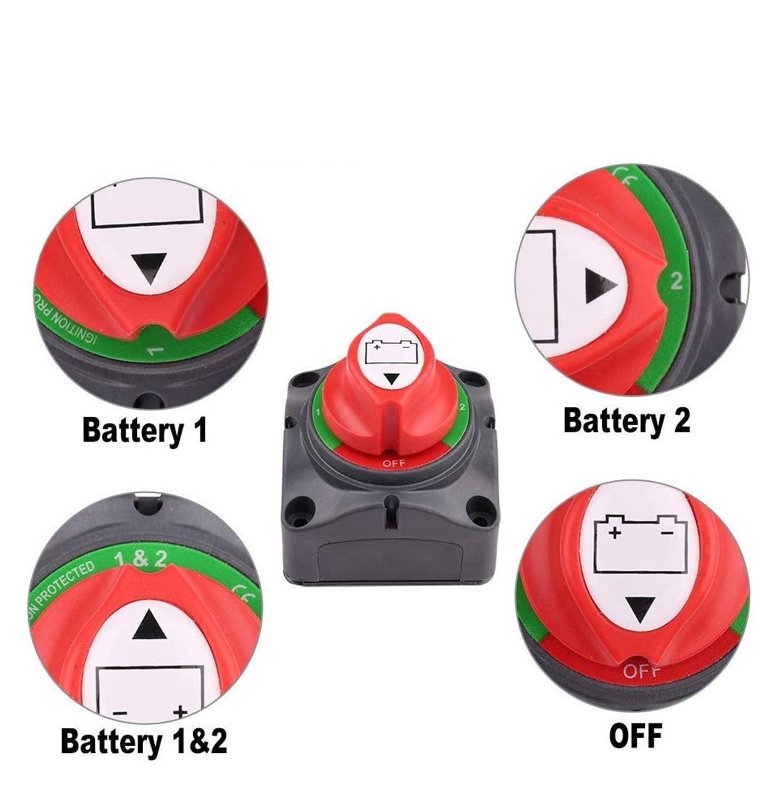 Odłącznik akumulatora samochodowego 12V 24V Marine 200A 300A podwójna bateria przełącznik masowy 2 i 3 pozycja wyłącznik odcinający łódź samochodowa (Color : 2 position with wire)