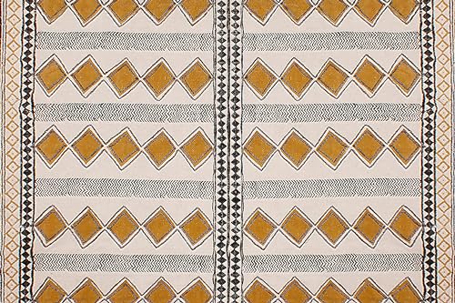 Tapis kilim fait main d'exception en coton beige doré 1,8m