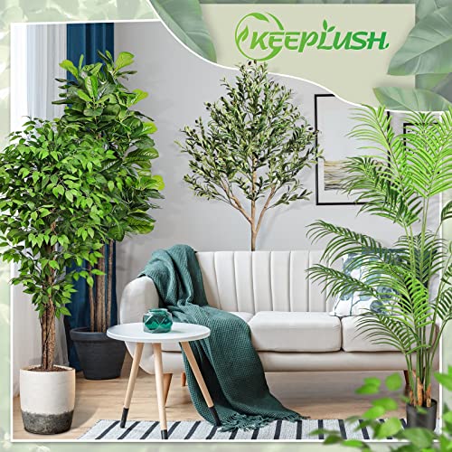 Keeplush 7Ft. Large Ficus Artificial Trees With Natural Curved Trunks, 84" Tall Lush Faux Tree For Home Decor Indoor, Green Lifelike Fake Ficus Tree Artificial Plants In Pot #TOP7