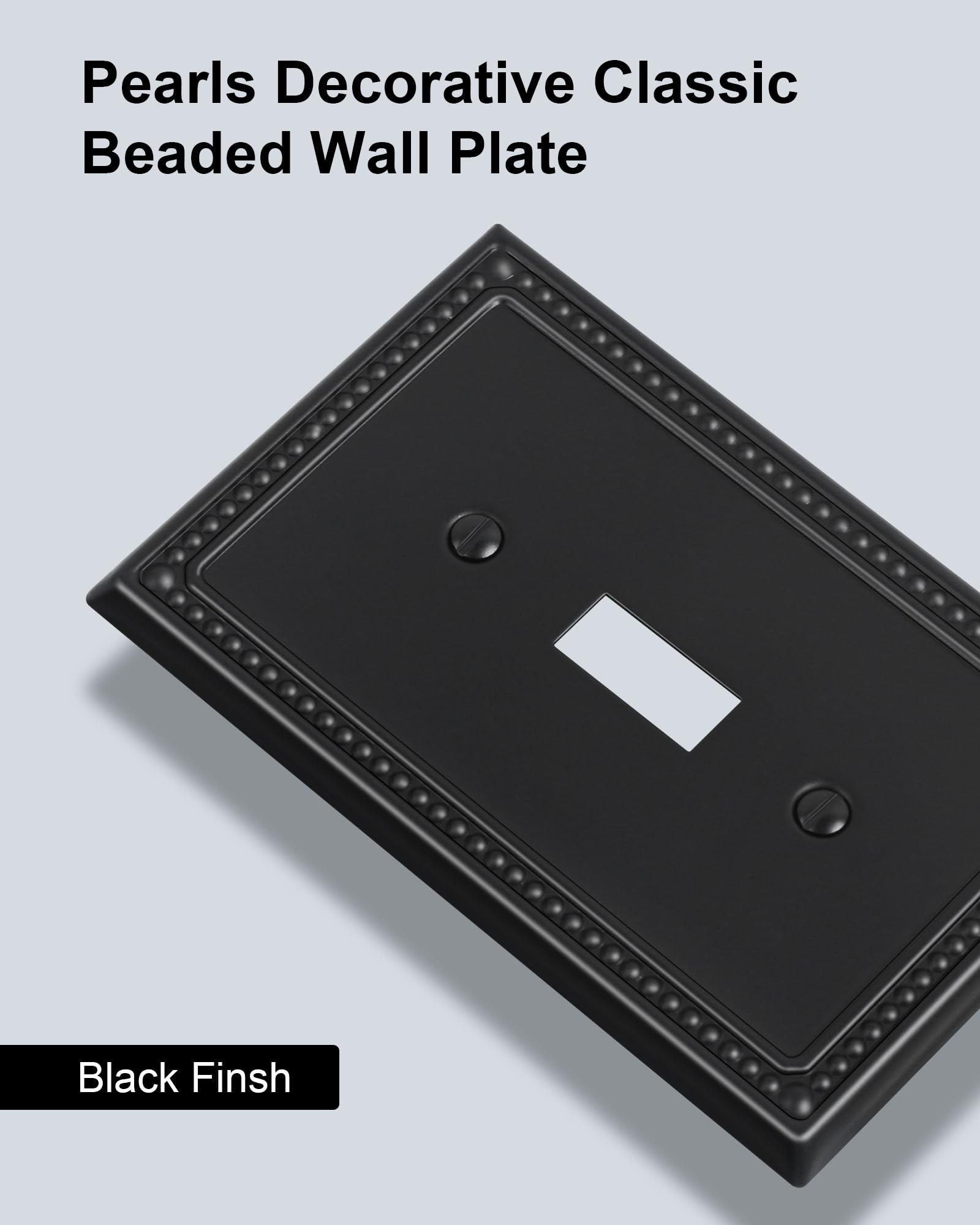 treewell 2-Pack Single Toggle Light Switch Cover Plate, Pearls Decorative Switch Plate Covers, Black 1 Gang Metal Wall Plate, Corrosion Resistant in use