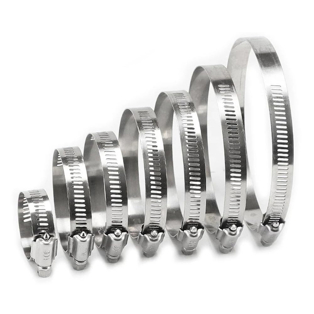 Surtido de abrazaderas de manguera resistentes de acero inoxidable de 1/4" a 2" para plomería, lavadoras y mantenimiento de vehículos, 7,3 mm y 9,0 mm.
