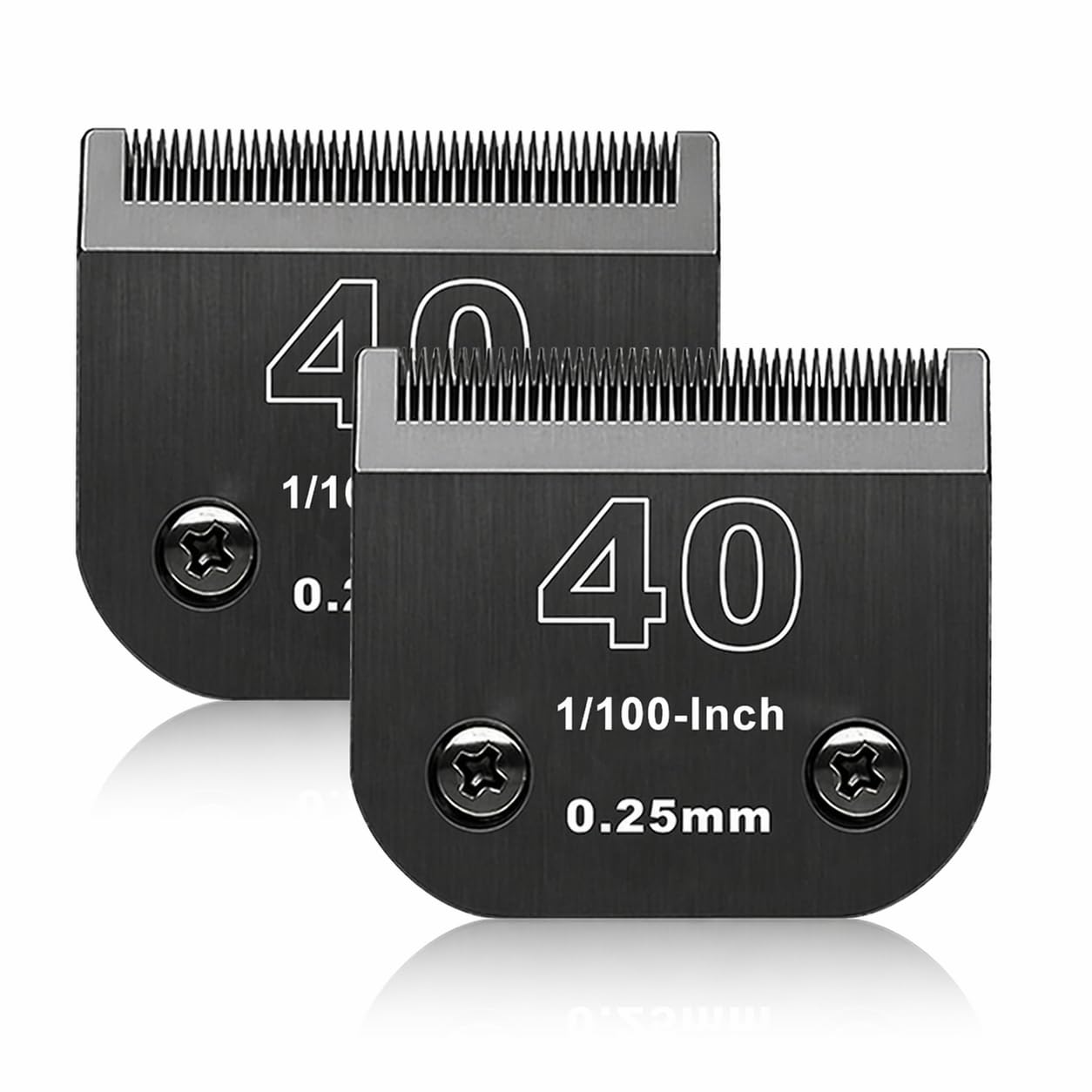 BESTBOMG Lama di Ricambio per toelettatura di Cani, Compatibile con Le Serie Heiniger/Max45-50/Andis A5/Wahl 10KM Series Tosaerba per Cani, Taglia 40 1/100" (0,25mm) Lunghezza di Taglio, 2 unità Nero