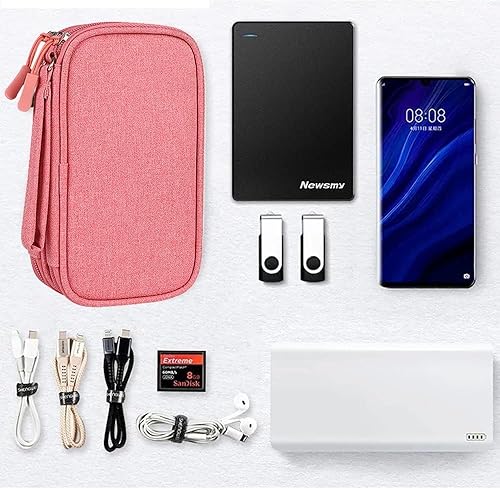 Miniatura 2 de Laebevon Organizador electrónico bolsa de viaje para cable, funda de accesorios de viaje, estuche de transporte, portátil, impermeable, doble capa,