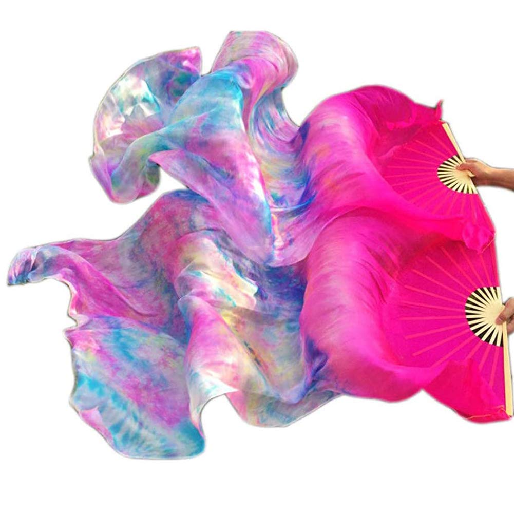 Velos de bambú 100 % seda para mujer, 1,8 m de largo, para danza del vientre, 1 par (L+R)