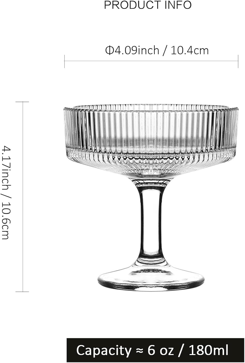 Timeless European Hurricane Wine Glasses, Specialty Desserts for Mocktail, Cocktail, Smoothies Soft Drink, Uses for Home,Bars, Restaurants, Weddings, Easy Maintenance & Long-Lasting (180 ML,Set of 2) 1