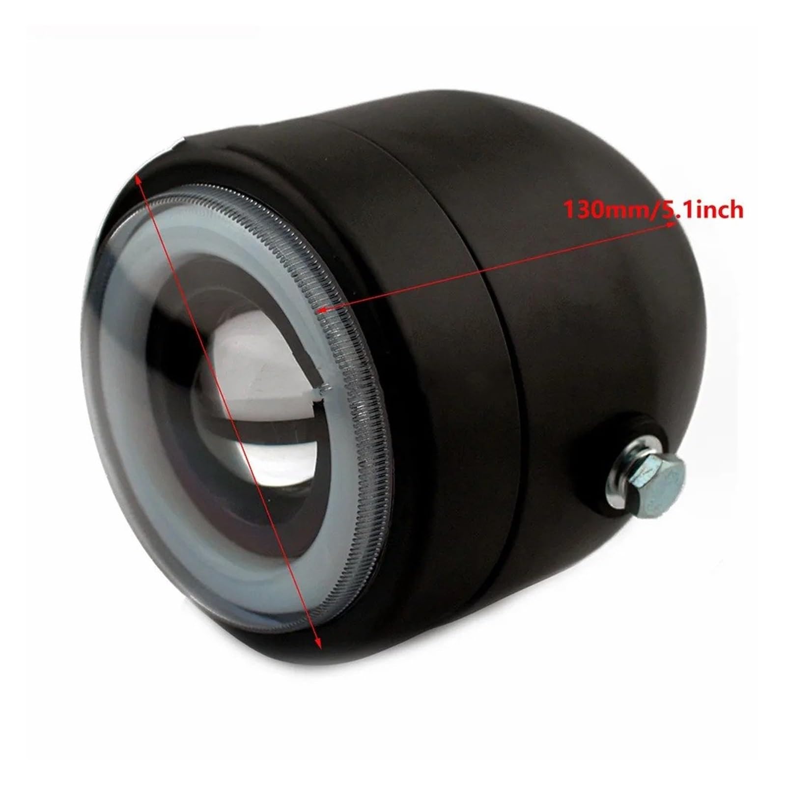 Phare moto Pour Street Dual Sport Cafe Racer Bobber 4 "moto Montage Latéral Clair Phare LED Double Anneau D'ange