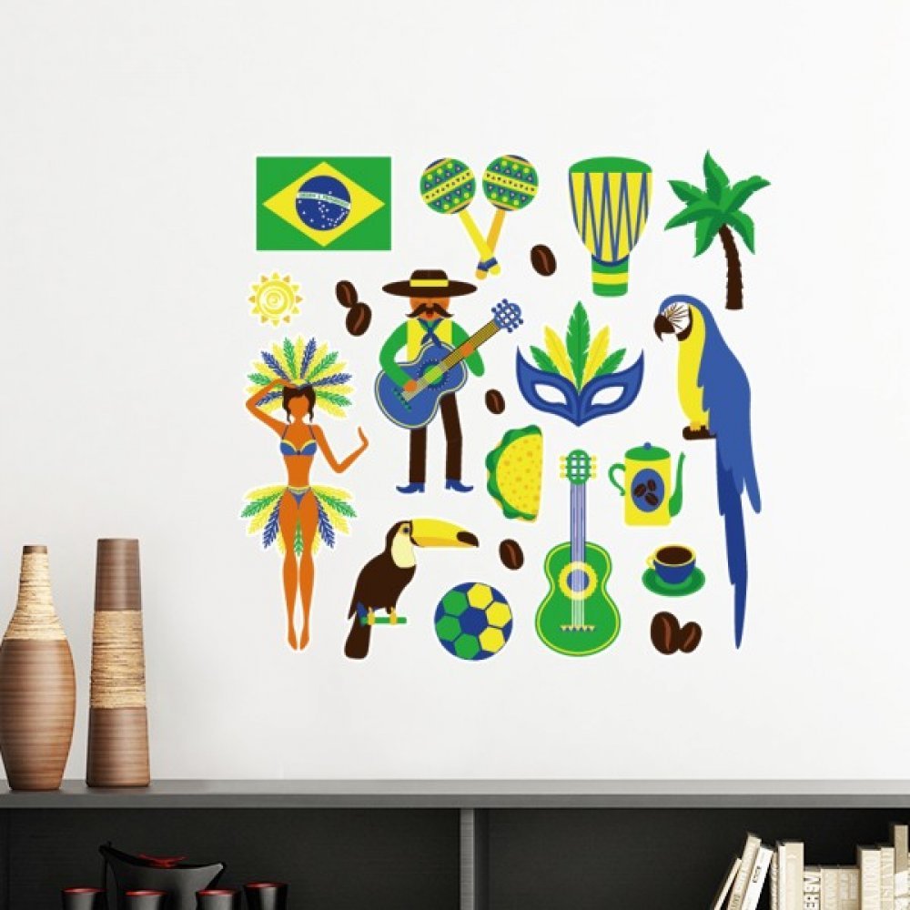 Décoration murale perroquet et football amovible 70 cm pour relooker une chambre