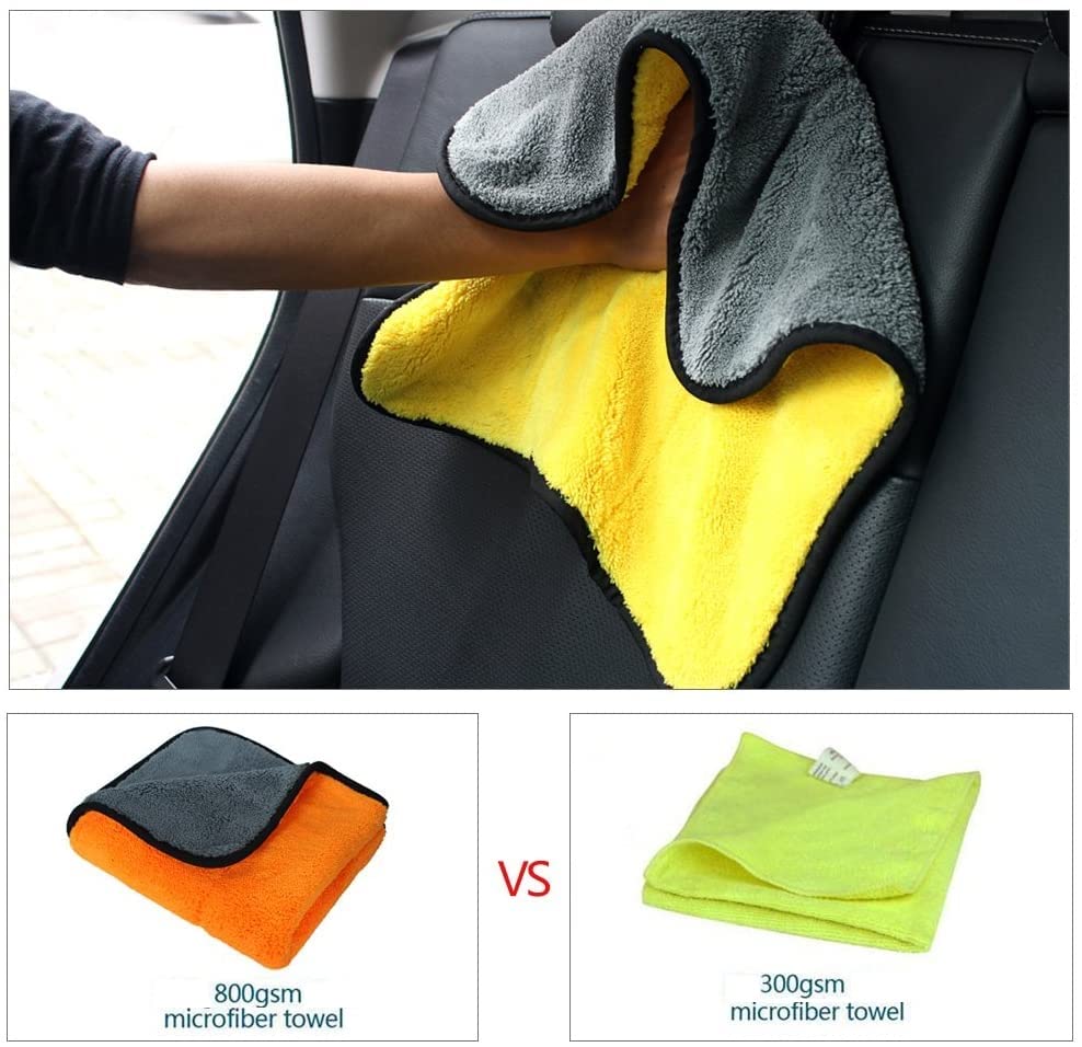 Image of Auto Hub 400 GSM, Microfiber Double Layered Cloth 30x40 Cms 1 Piece (Yellow) Cloth Set, Extra Thick Microfiber Cleaning Cloths Perfect for Bike, Auto, Cars Both Interior and Exterior.