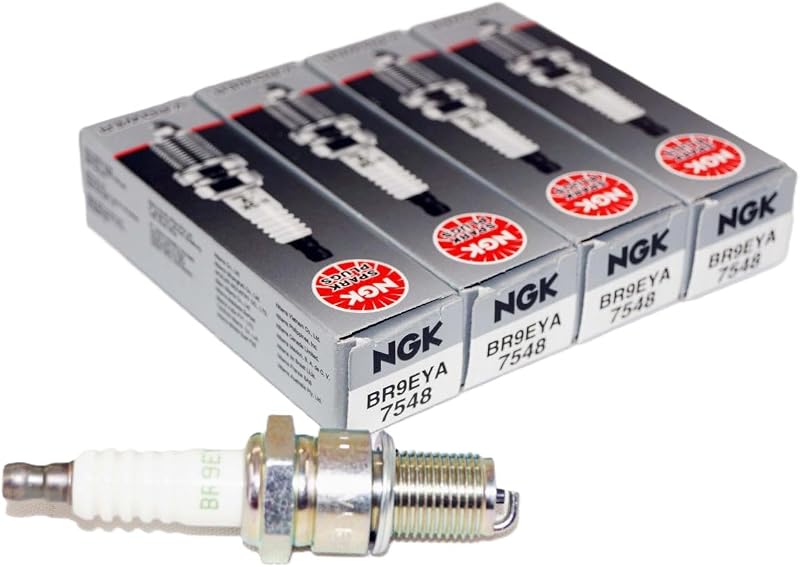 Vela de ignição NGK 7548 BR9EYA V-Power com núcleo de cobre – Pacote com 4 unidades