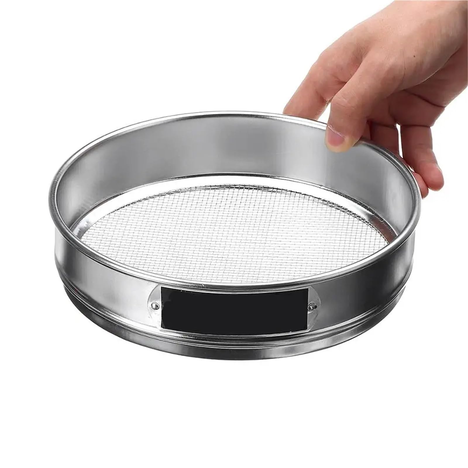 Tamiz Redondo de Acero Inoxidable 304 de 2-500 m con Apertura estándar, tamices, agitadores, Filtro de harina en Polvo for Cocina, colador de Tierra(Bottom and Lid,25cm Diameter)