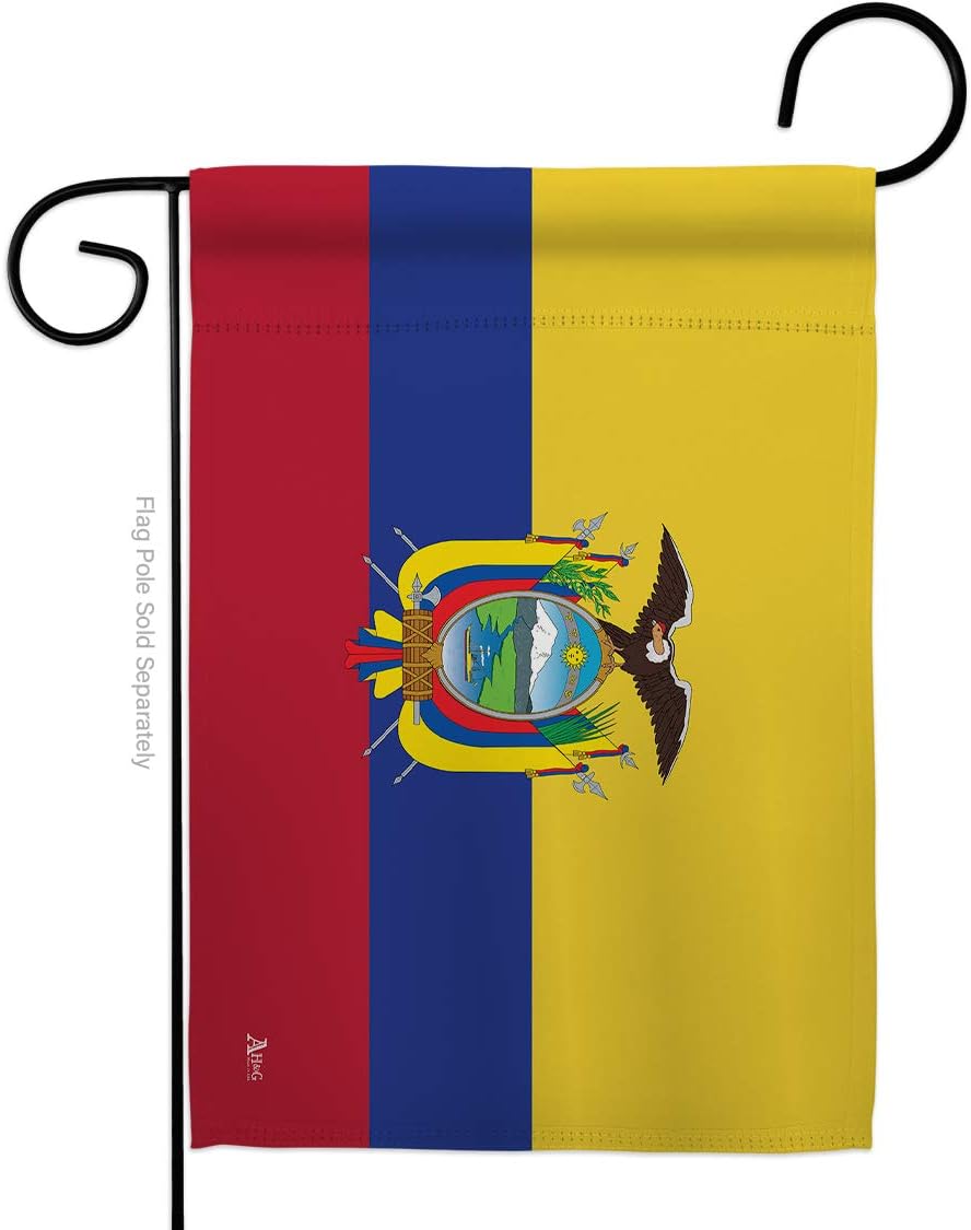 Ecuador Burlap Garden Flag Nationality Nation International World Country Particular Area Small Decorative Gift Yard House Banner Double-Sided Made In USA 13 X 18.5