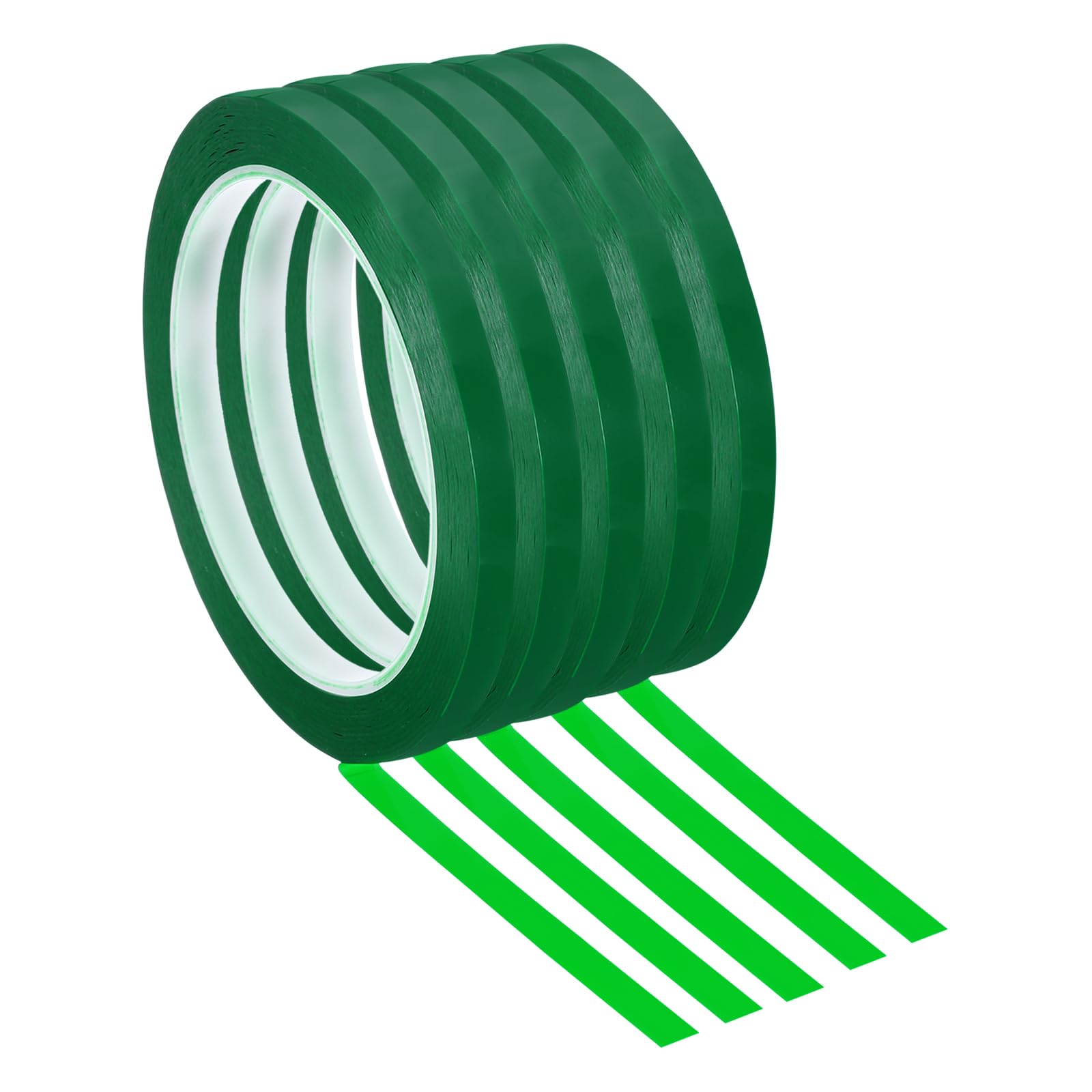 PATIKIL 5 Pack Whiteboard Tape, 7mm 1/4" Width Art Tape Dry Erase Board Pinstripe Thin Tape for Graphic Chart Grid Drafting Electrical Marking, Green