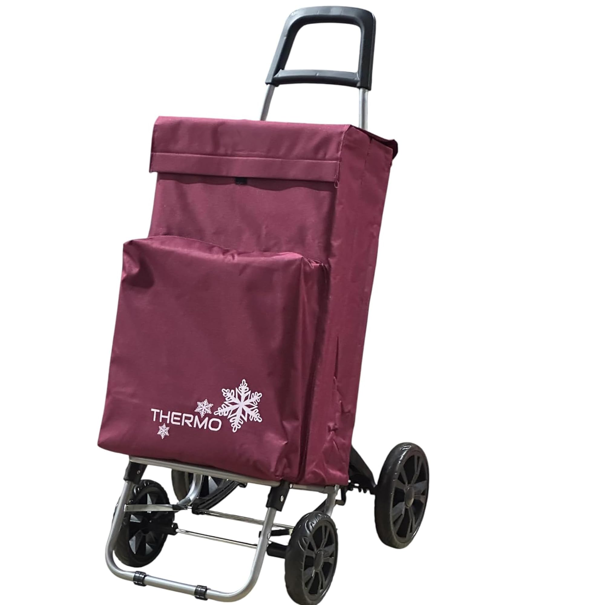 Various Carrito de Compra Plegable con Bolsa Térmica Impermeable y 4 Ruedas,Ligero, 105x44x38cm,40 litros,Resistente y Reutilizable – Burdeo