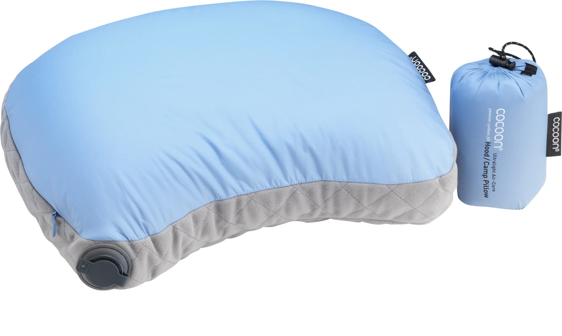 Cocoon Ultralight Light Blue Air Core Hood Ultralight Pillow - Light Blue/Camping Camp Travelling Traveller Travel Outdoor Hiking Hike Mountaineering Mountaineer Mountain Hill Walking Walker Walk Sleeping Sleep