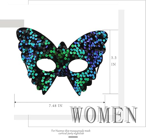 Miniatura 19 de Máscara de mariposa para mascarada, máscara de Mardi Gras, máscara de Halloween, media máscara, accesorio, fiesta de carnaval para mujeres y niñas