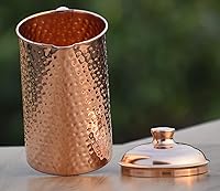 Vista 5 de Jarra de agua martillada de cobre puro para beneficios de salud ayurveda, capacidad de jarra de cobre de 50.7 onzas