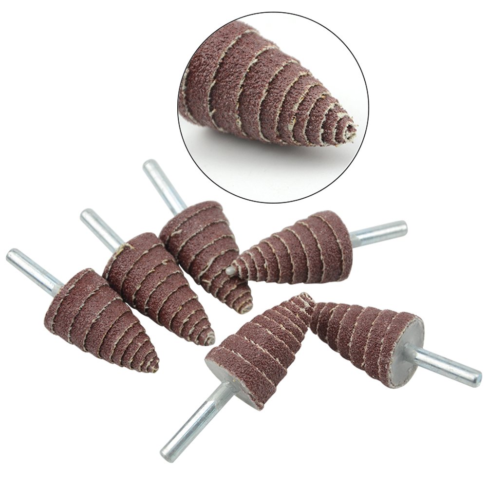 TOVOT 20 ruedas de solapa de pulido de cono largo de grano 80 para herramientas giratorias con vástago de 1/4 pulgadas