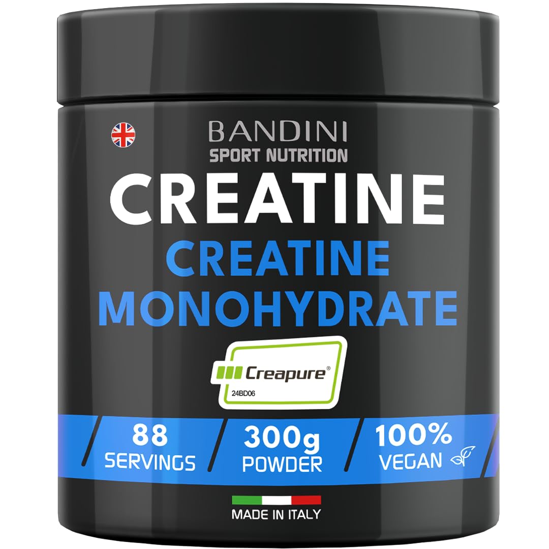Bandini® Creatine CREAPURE® Pure Powder Monohydrate - 300g for 88 Servings - 100% Vegan - Pure and Clean Creapure Supplement for Sport, Gym, Strength & Pre Workout - No fillers - for ATP and Recovery