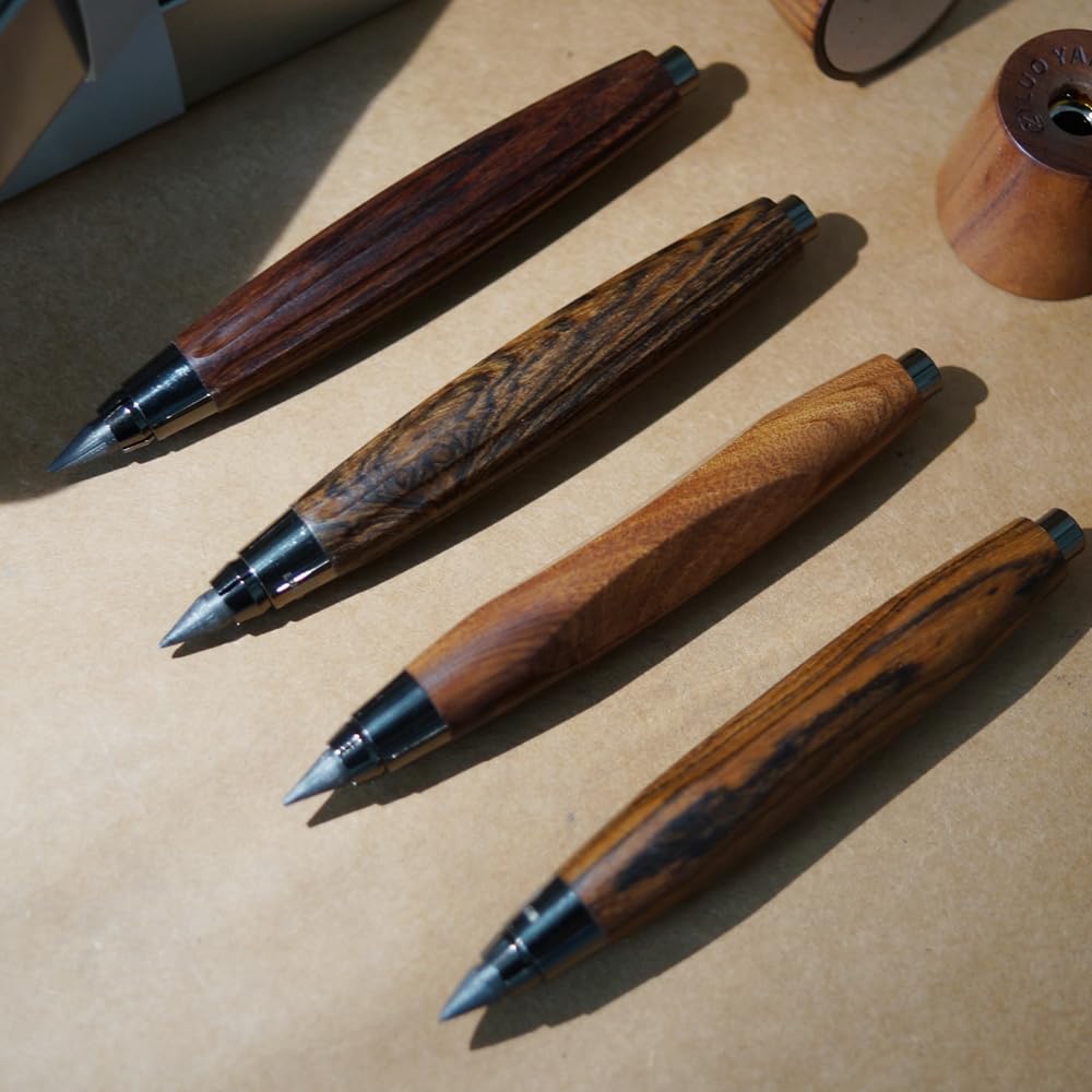 Rosewood Clutch-Bleistift, 5,6 mm, Minenhalter, Geschenk-Set mit Spitzer und Box mit Minen, molliger, achteckiger Schaft aus Holz, Skizzier- und Zeichenstift für Künstler (rotes Rosenholz, achteckiger