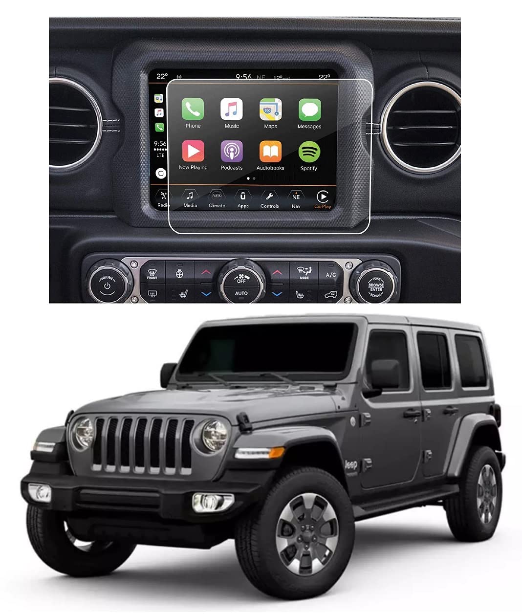 Safety Accessories Car's Music & GPS System Screen Protector Glass for Jeep Wrangler Rubicon 2021-22 (8.4 inch) (2021-22) [Items:2]