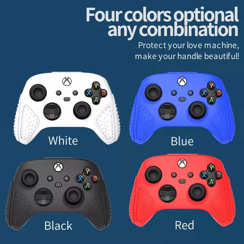 Image of PSS Xbox Series X /S Controller Silicone Cover Embossed Lines Anti-Slip Protective Case Sleeve With Anti-Slip 2 Thumb Grips - Red