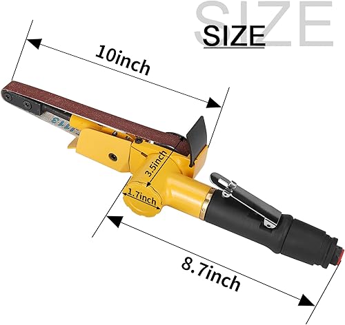 Miniatura 3 de Lijadora neumática de 34 pulgadas x 20-12 pulgadas con correa de aire con 14 cinturones, grano 406080120, entrada de aire de 14 pulgadas, mini