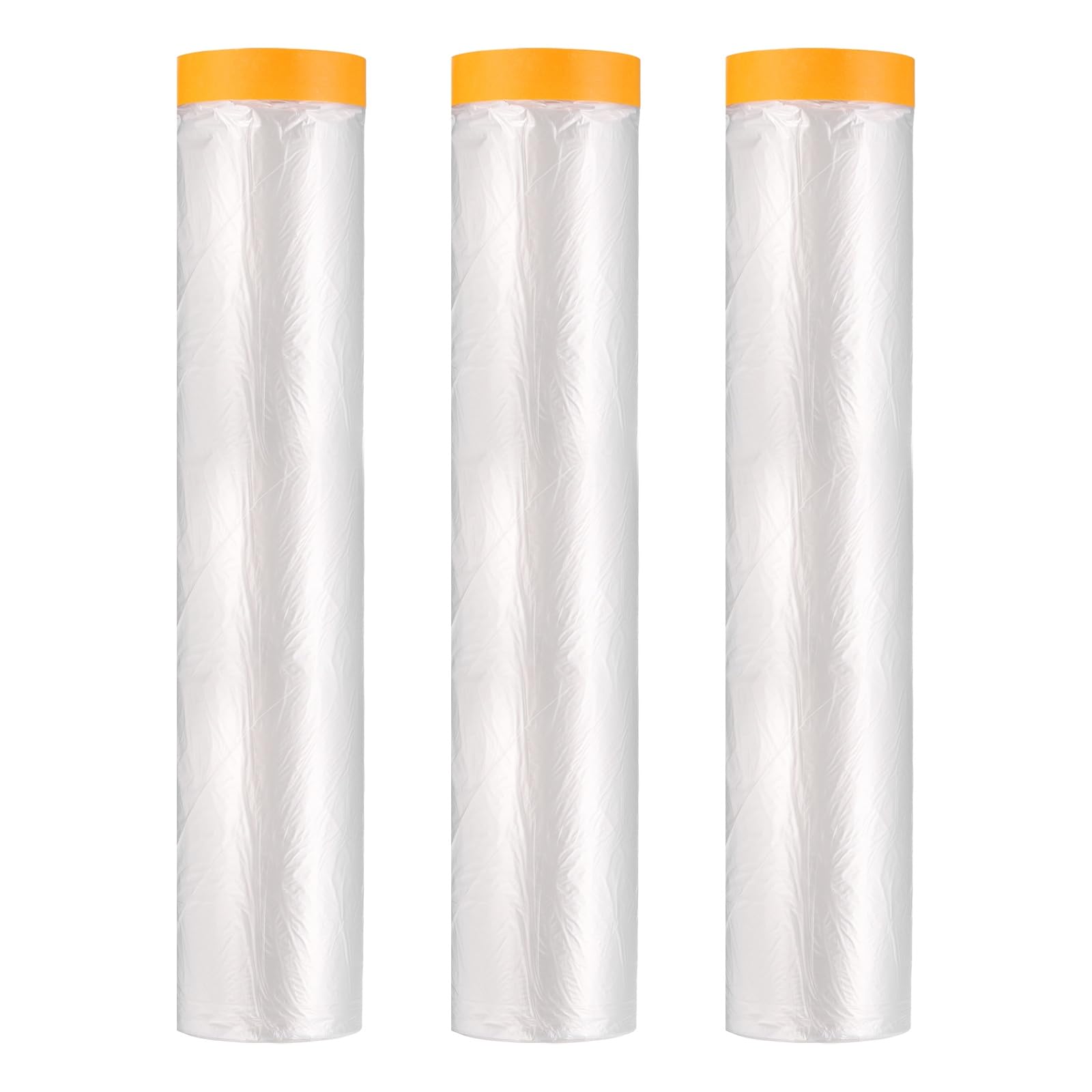 QUARKZMAN 3 Stück Vorbefestigte Abdeckfolie 129,9" x65ft Klebeband Und Abdeckplane Maler Plastikplane Mit Klebeband Plastikfolie Für Automobil-Lackierung Abdeckung Klar