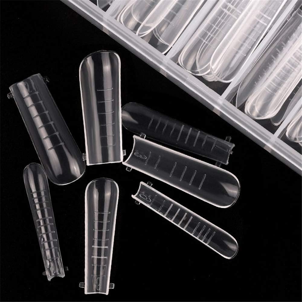 120Pcs Clear Dual Forms Nail System Full Cover Quick Building Gel Mold Tips