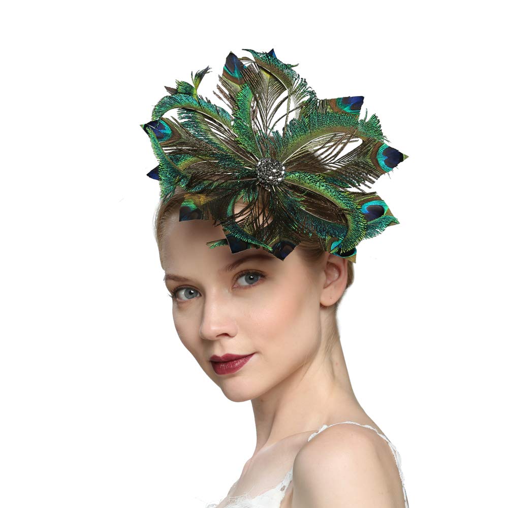 Peacock Fascinator Hat, Peacock Fascinators Hats for Women Tea Party Green Fascinators for Women